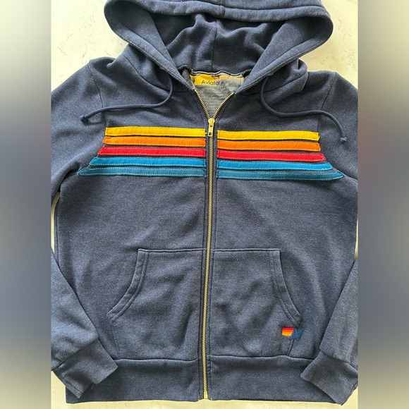 EUC Navy Aviator Nation Blue 5 Stripe Hoodie - Picture 6 of 13